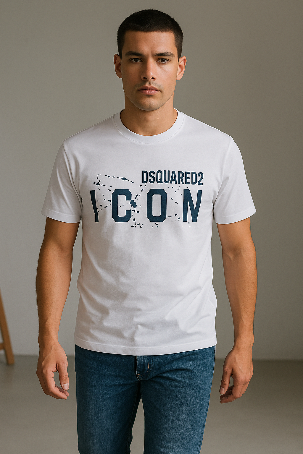 Men’s Dsquared2 Style “ICON” T-Shirt – Maroon & Yellow (Premium Cotton)
