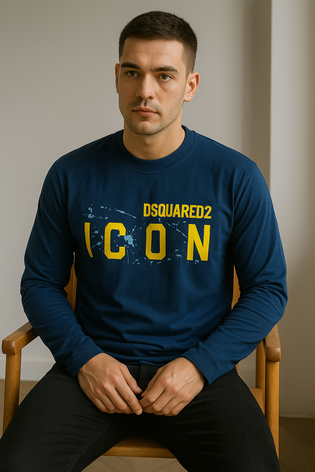 Men’s Dsquared2 Style “ICON” T-Shirt – Maroon & Yellow (Premium Cotton)