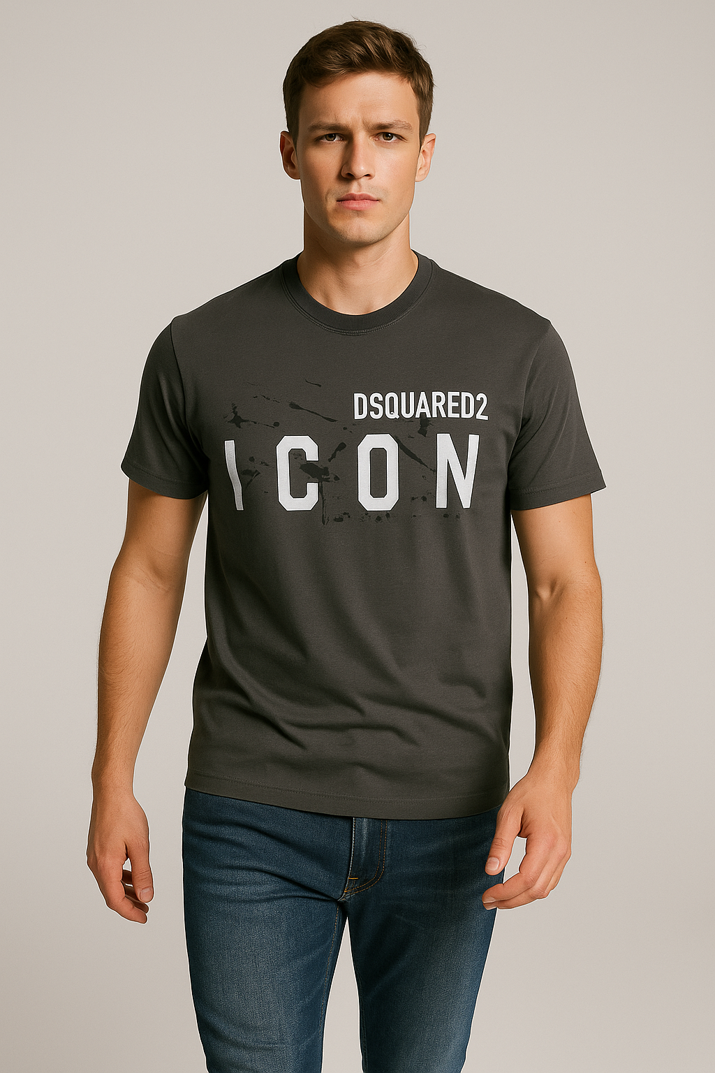 Men’s Dsquared2 Style “ICON” T-Shirt – Maroon & Yellow (Premium Cotton)
