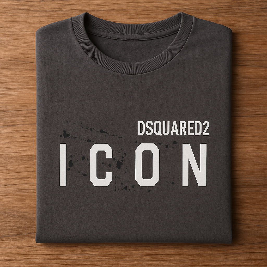 Men’s Dsquared2 Style “ICON” T-Shirt – Maroon & Yellow (Premium Cotton)