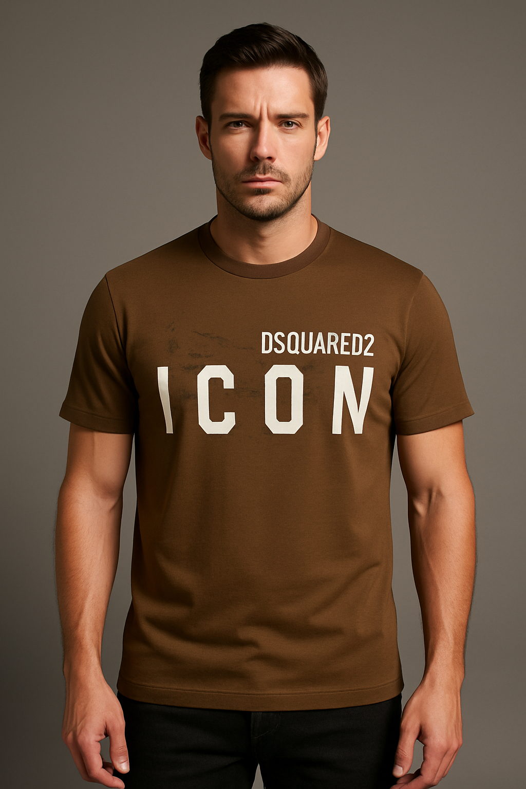 Men’s Dsquared2 Style “ICON” T-Shirt – Maroon & Yellow (Premium Cotton)