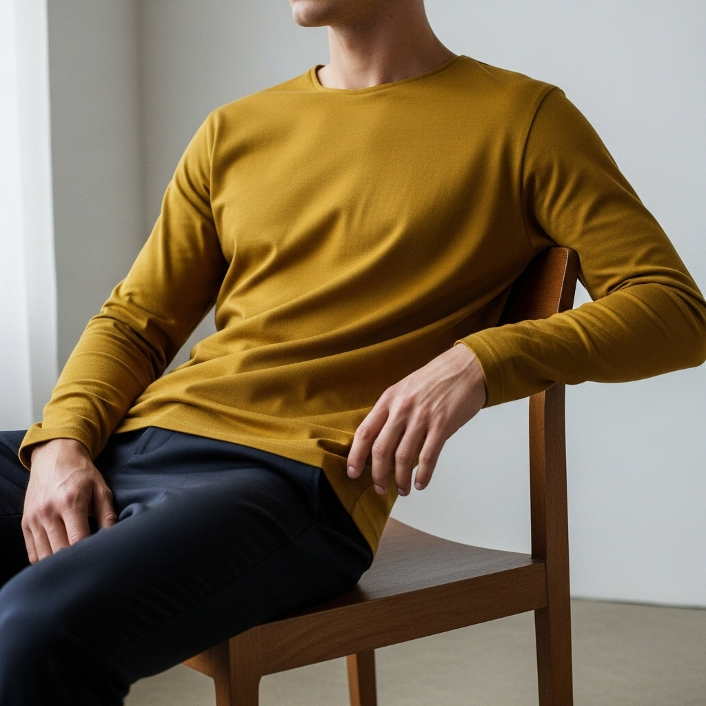Mustard Full Sleeve Casual Jersey Shirt for Men – Premium Winter Wear