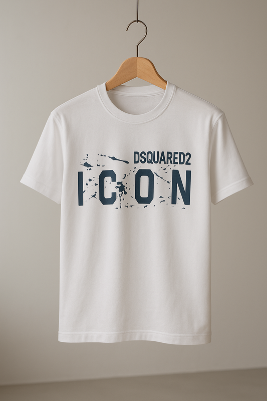 Men’s Dsquared2 Style “ICON” T-Shirt – Maroon & Yellow (Premium Cotton)