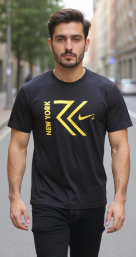 NEW YORK Sport Graphic T-Shirt for Men – Black & Yellow | Dry-Fit Style